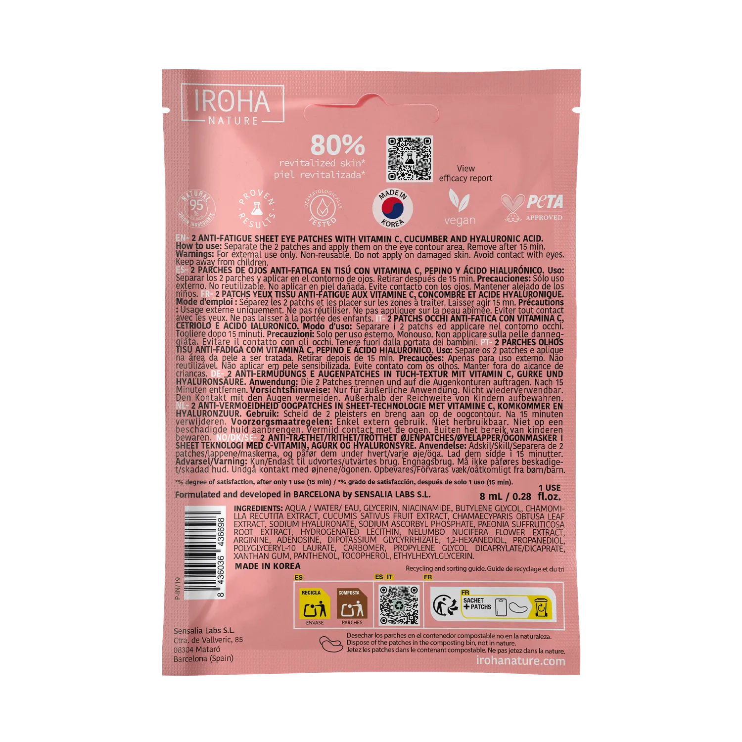 Iroha Nature Eye Contour Patches Vitamin C patch occhi anti-fatica