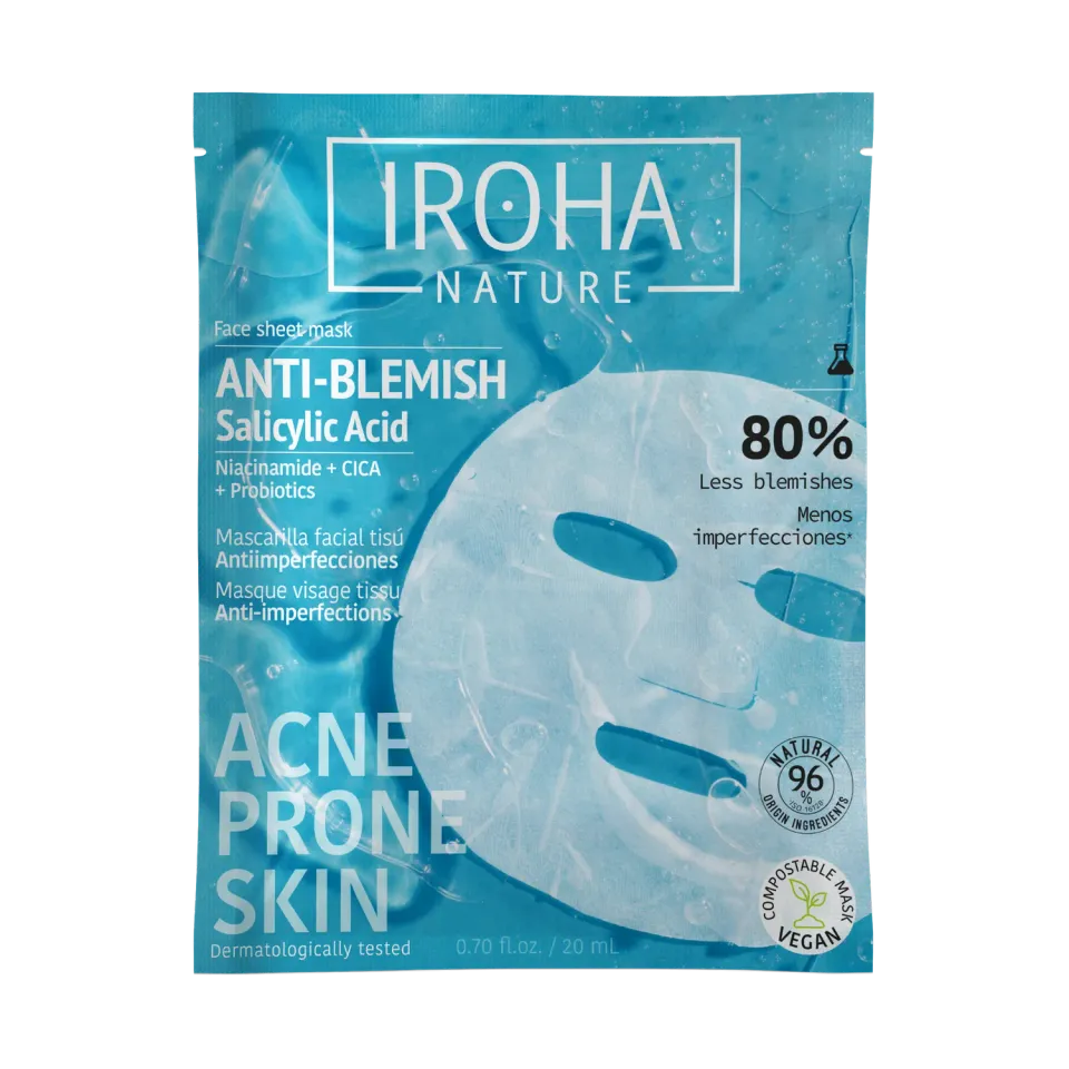 Iroha Nature Anti-Blemish sheet mask viso cica e niacinamide singola