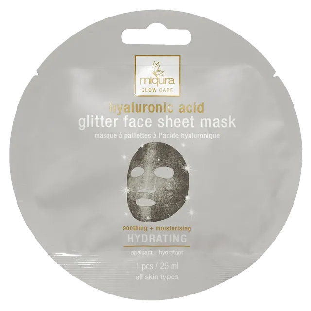 Miqura Glitter maschera viso acido ialuronico idratante