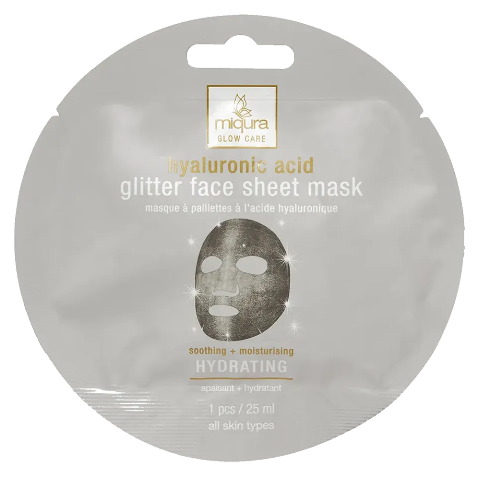 Miqura Glitter maschera viso acido ialuronico idratante