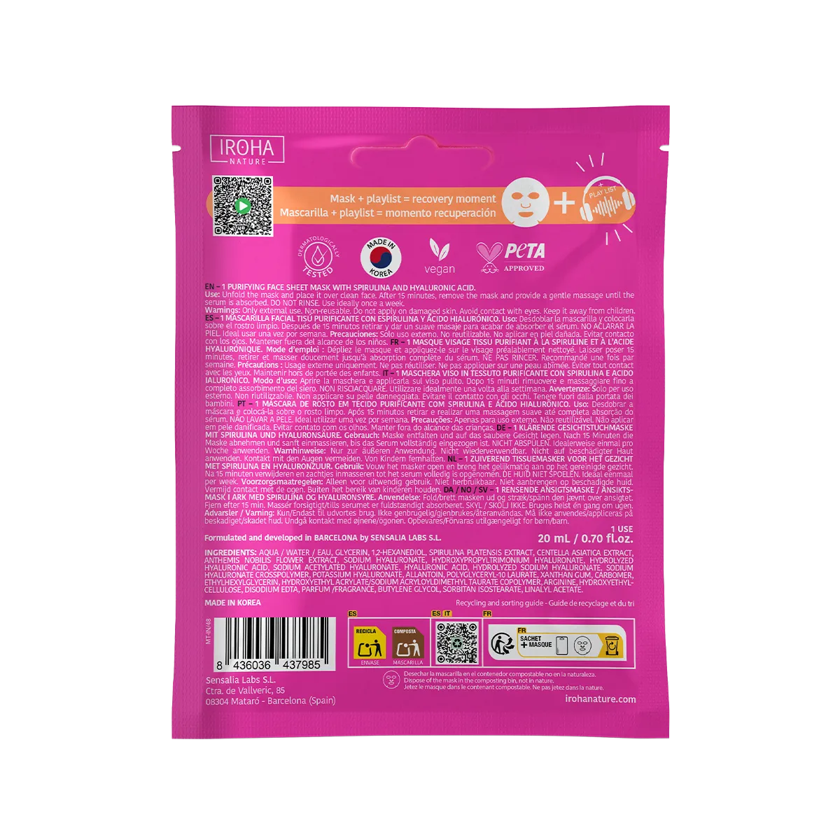 Iroha Nature Post-Workout Mask Spirulina maschera purificante