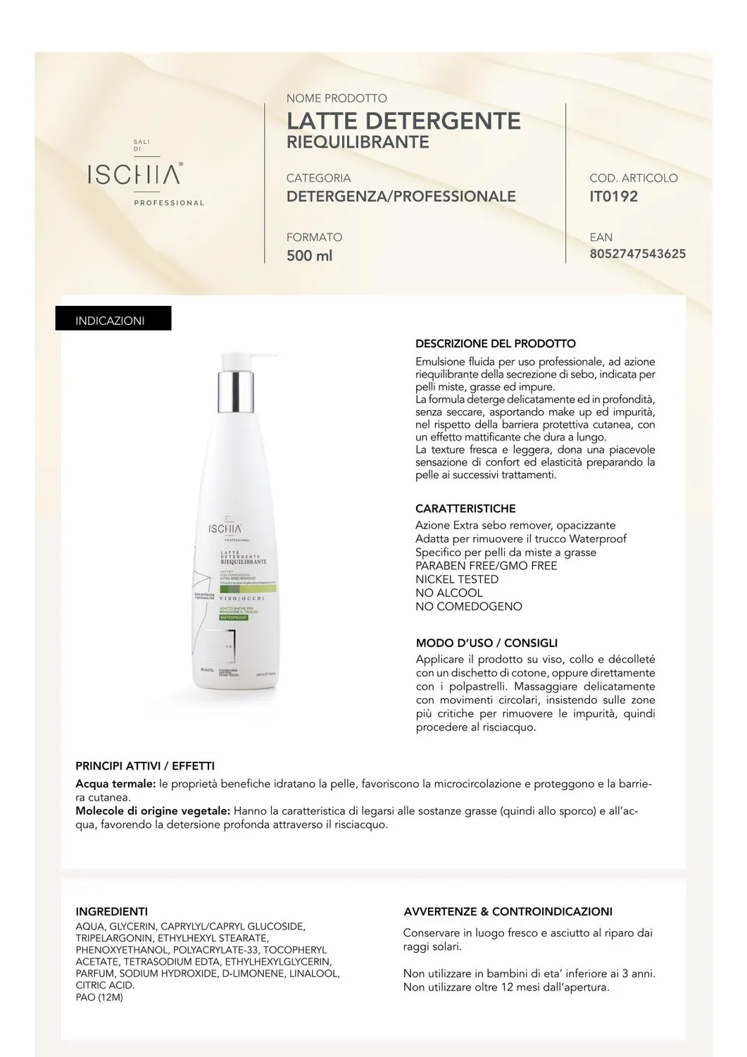 Ischia Thermae Sali di Ischia Pro latte detergente 500 ml opacizzante