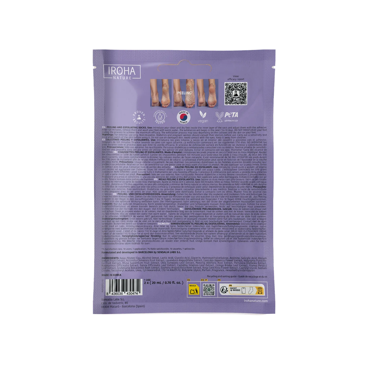 Iroha Nature peeling piedi calzini acido glicolico 1 paio