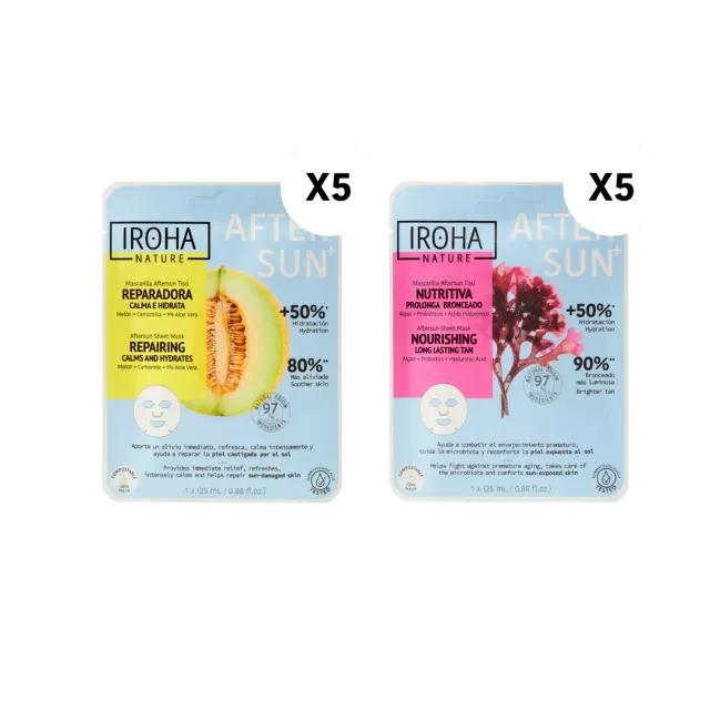 Iroha Nature pack 10 maschere viso doposole melone alghe