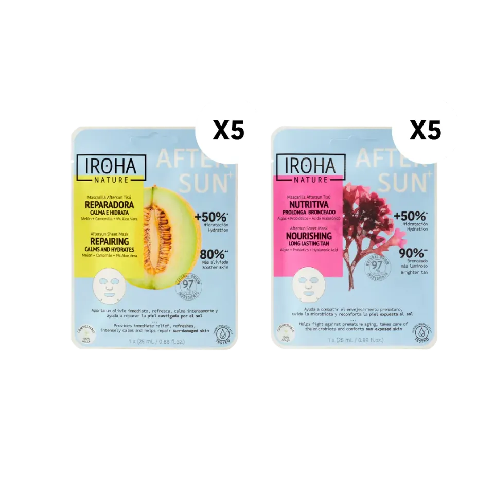 Iroha Nature pack 10 maschere viso doposole melone alghe