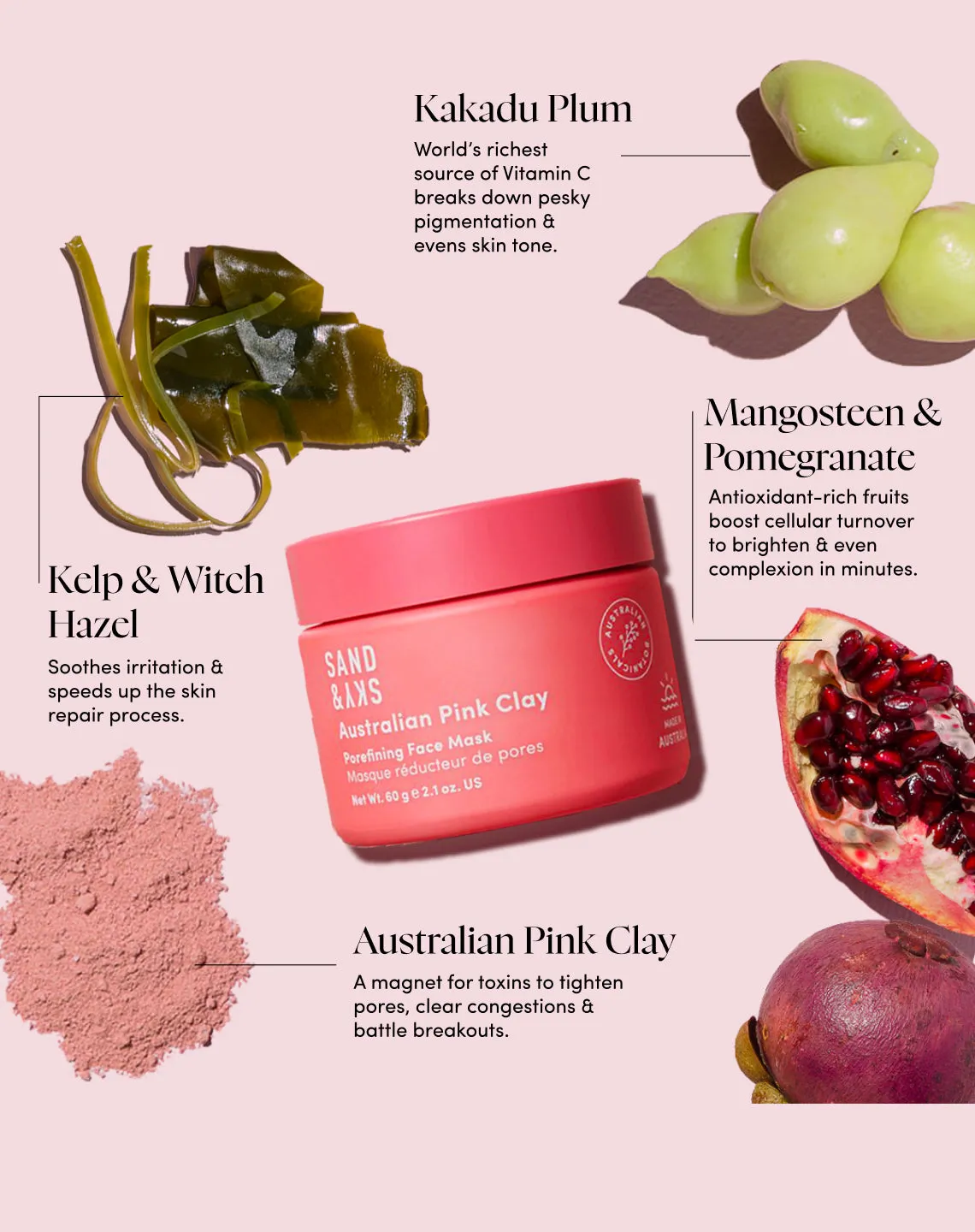 Sand & Sky Australian Pink Clay maschera viso affinante pori