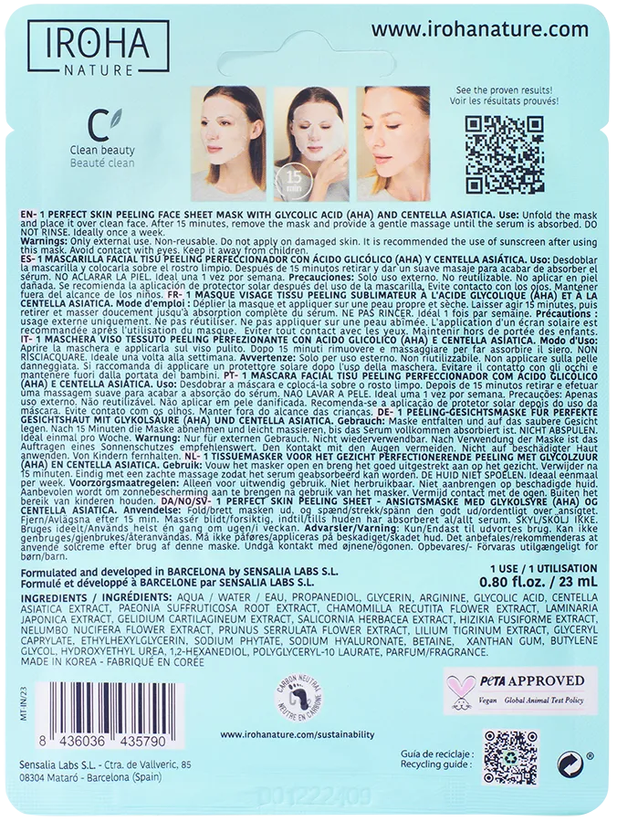 Iroha Nature maschera viso acido glicolico peeling illuminante
