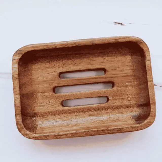 AALGO Acacia portasaponetta legno con fori drenanti