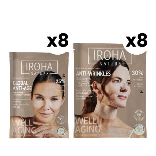 Iroha Nature Collagen Pack Antirughe Maschere Viso 16 Pezzi