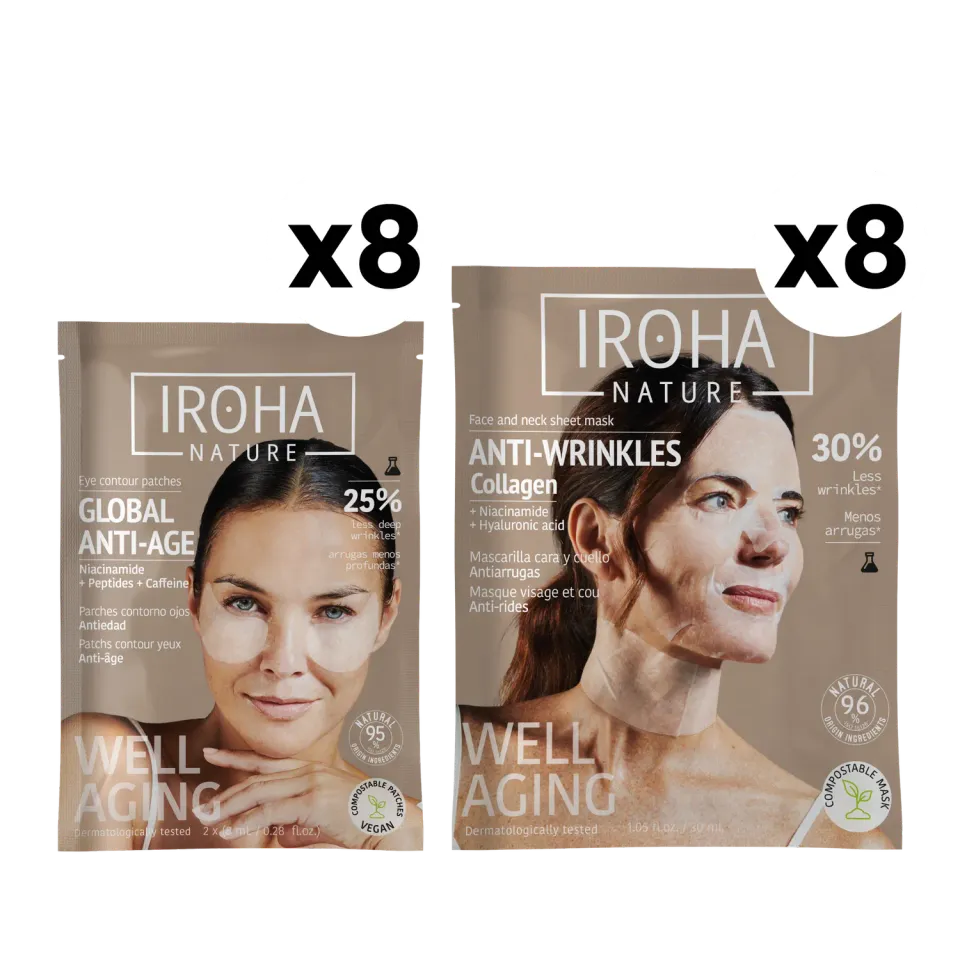 Iroha Nature Collagen Pack Antirughe Maschere Viso 16 Pezzi