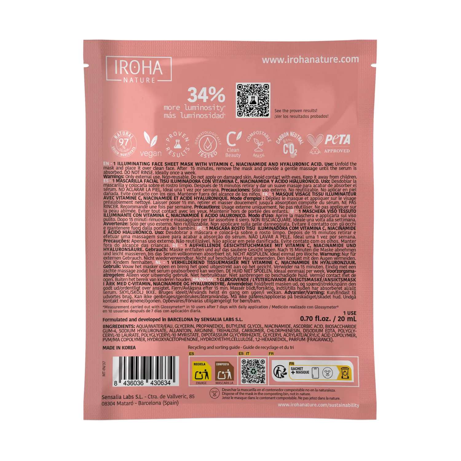 Iroha Nature Illuminating maschera viso vitamina C
