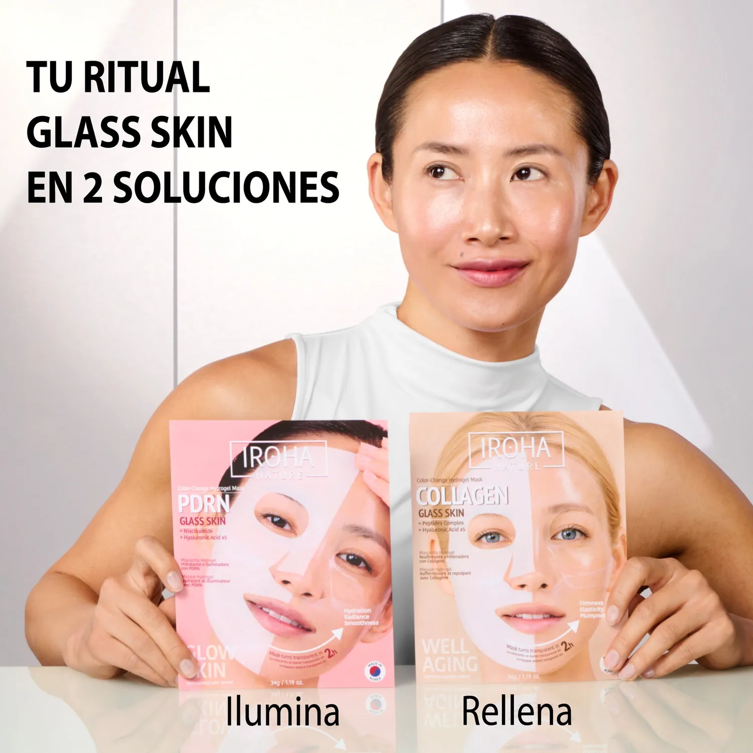Irohanature Glass Skin Hydrogel Mask PDRN Maschera Viso Luminosa