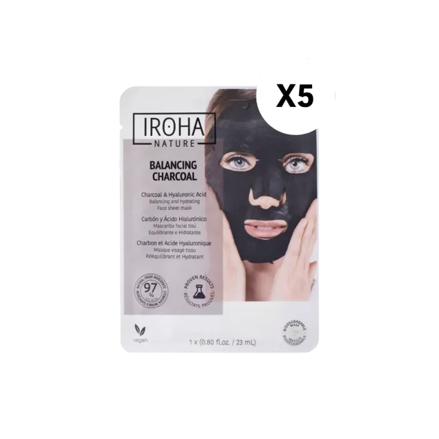Iroha Nature maschera viso carbone riequilibrante purificante