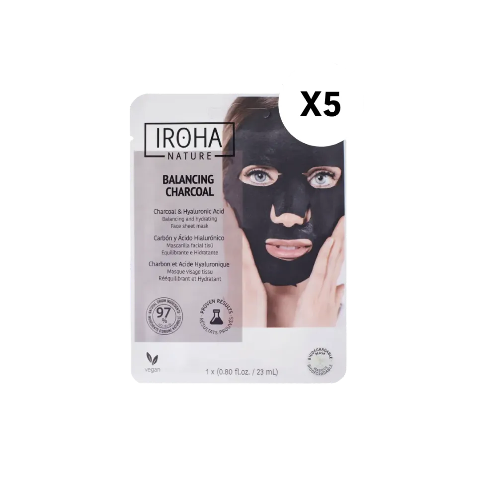 Iroha Nature maschera viso carbone riequilibrante purificante