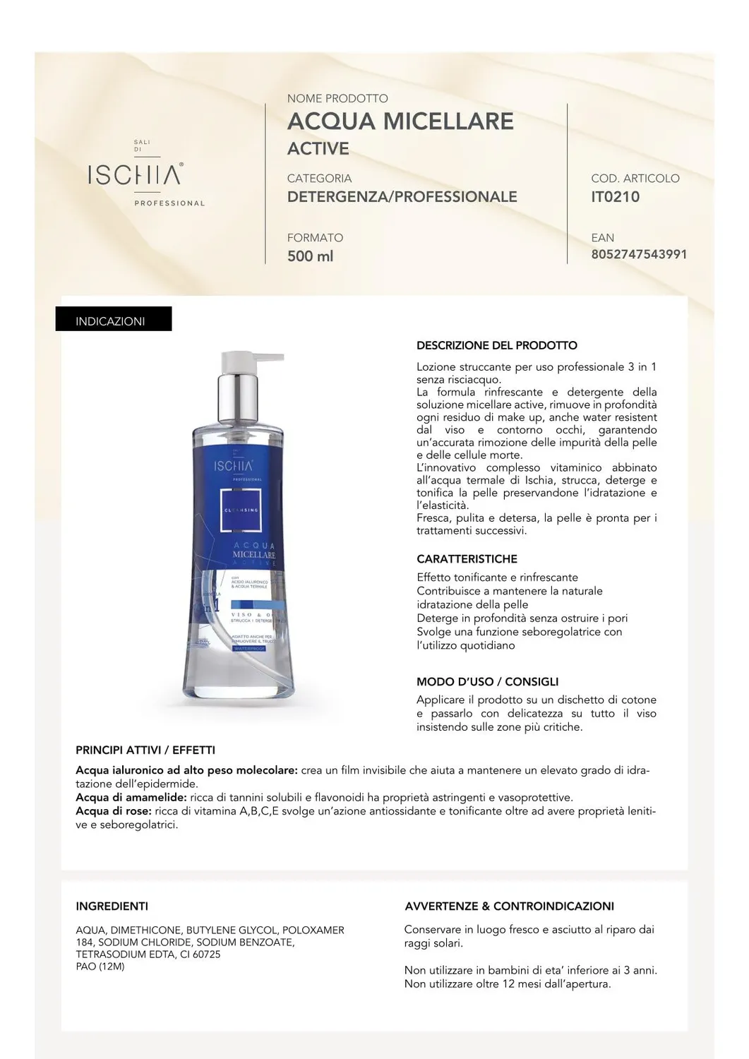 Ischia Thermae Sali di Ischia Pro Active Acqua Micellare 3in1 500ml