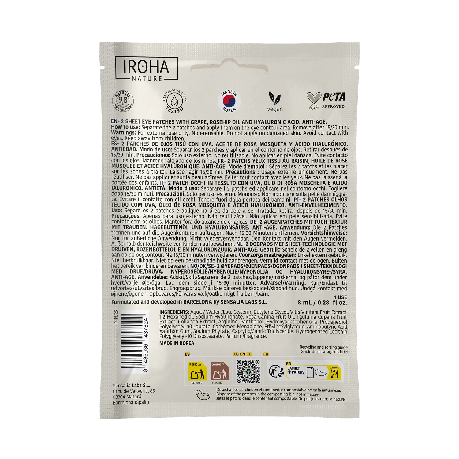 Iroha Nature Anti-Age Grape patch occhi uva