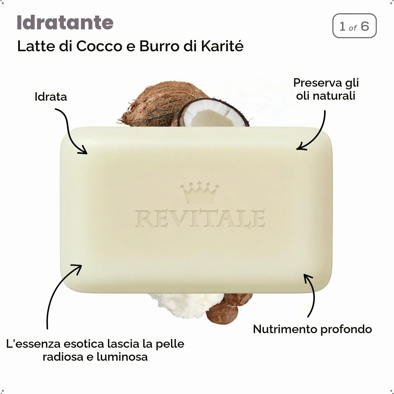 Revitale Saponi Naturali Set 6 Saponette 100 g Viso Corpo