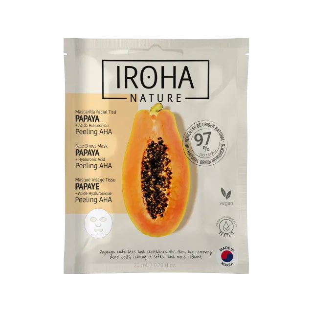 Iroha Nature Peeling AHA maschera viso papaya 1 pezzo esfoliante