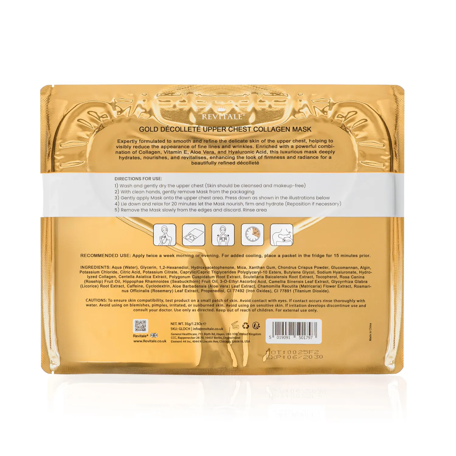 Revitale Collagen Décolleté maschera oro petto 3 pezzi rughe