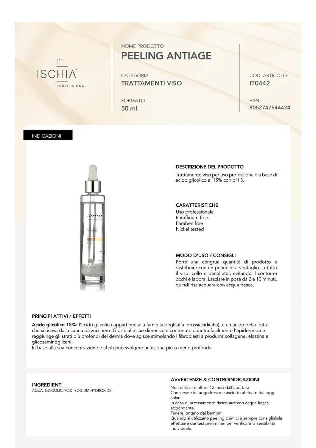 Ischia Thermae Sali Ischia Pro Peeling Viso 50 ml Glicolico