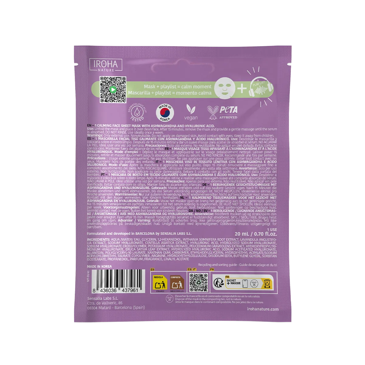 Iroha Nature Mindful Ritual maschera viso ashwagandha calmante