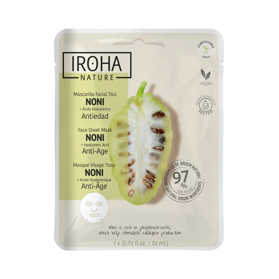Irohanature Anti-Age Noni Maschera Viso Idratante Acido Ialuronico