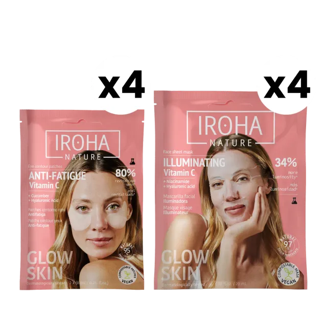 Iroha Nature Glow Skin Pack Viso Vitamina C 8 Pezzi