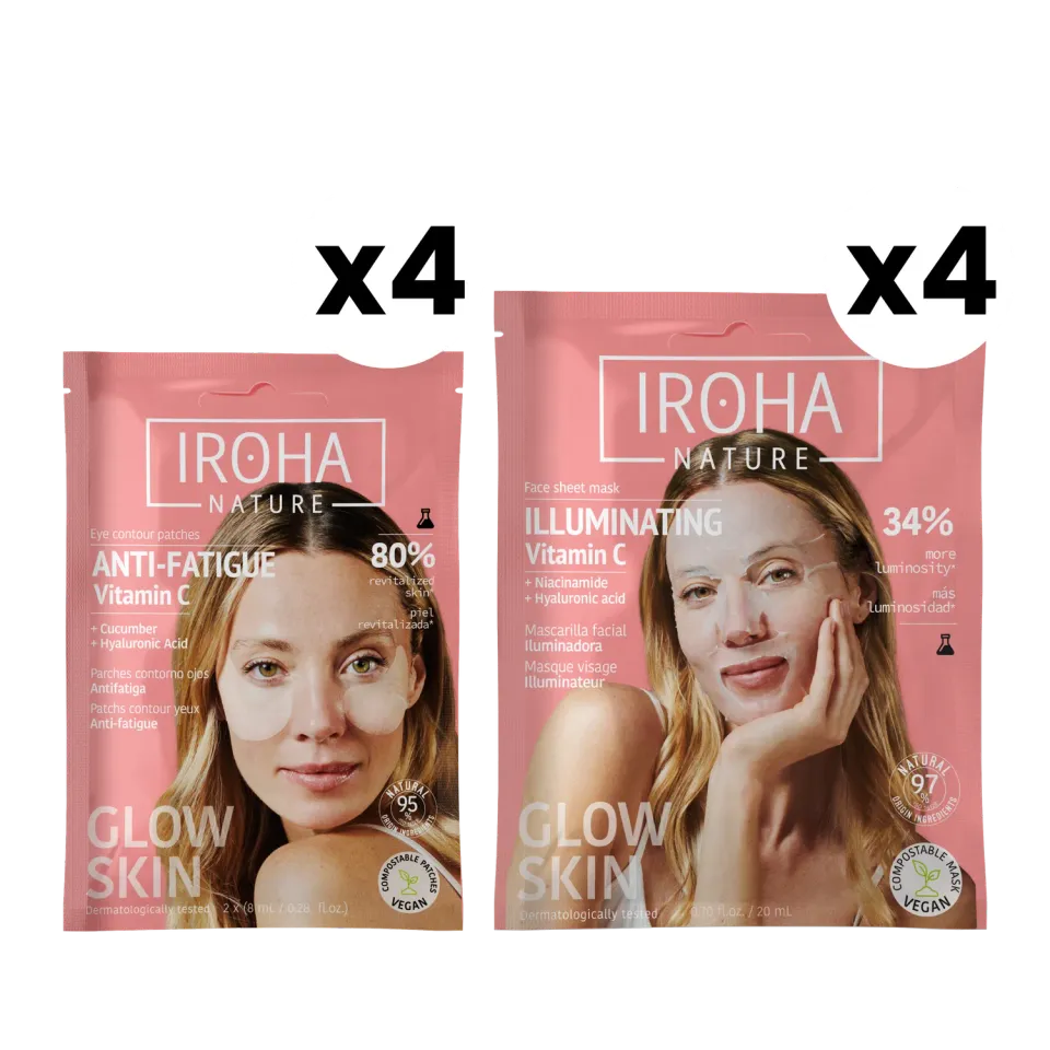 Iroha Nature Glow Skin Pack Viso Vitamina C 8 Pezzi