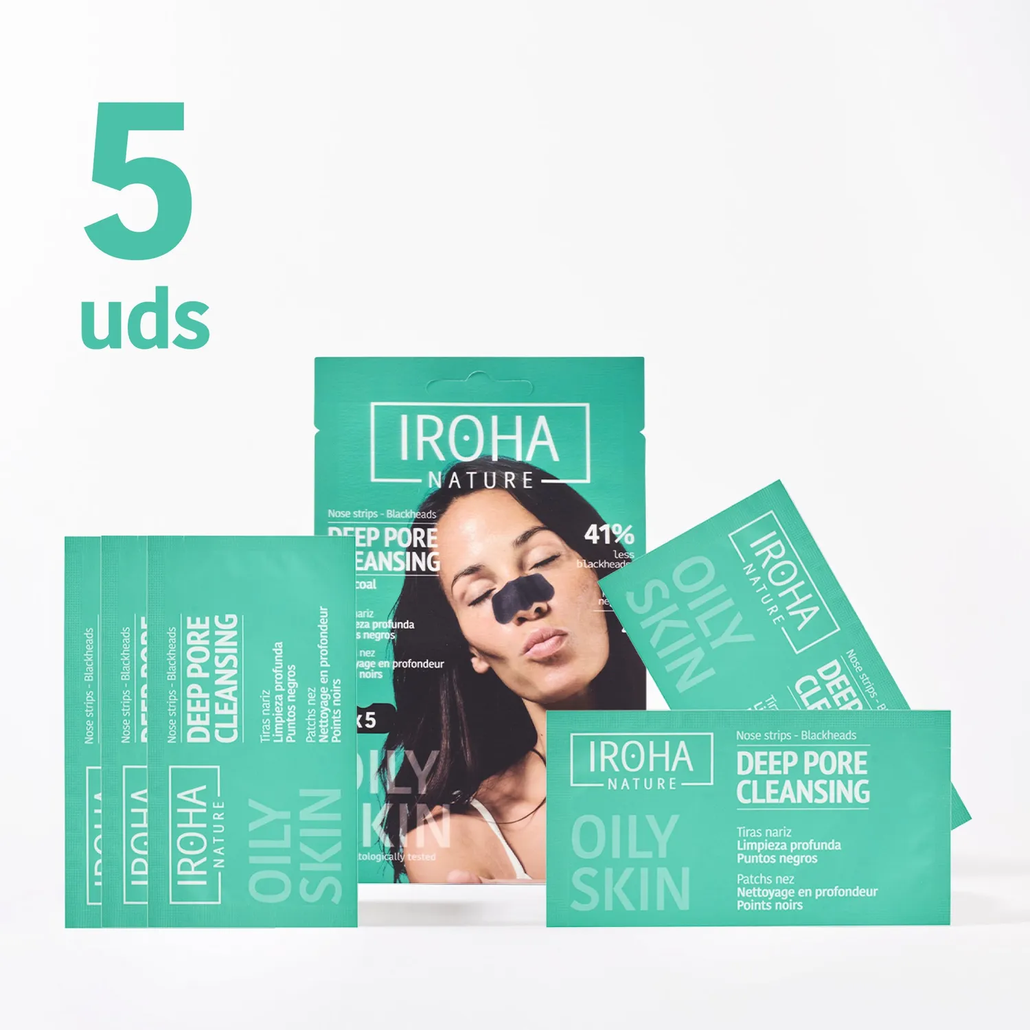 Irohanature Deep Pore Cleansing cerotti naso carbone 5 pezzi punti neri