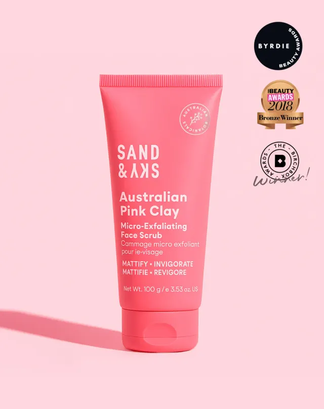 Sand & Sky Australian Pink Clay Scrub Viso Pori 75g