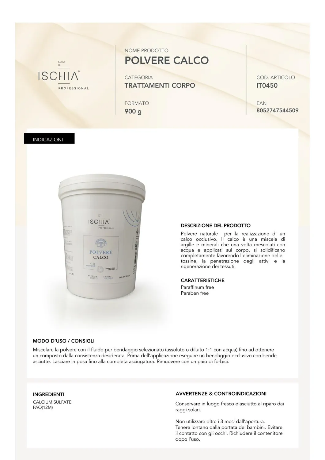 Ischia Thermae Polvere Calco Trattamento Corpo 900 g Purificante