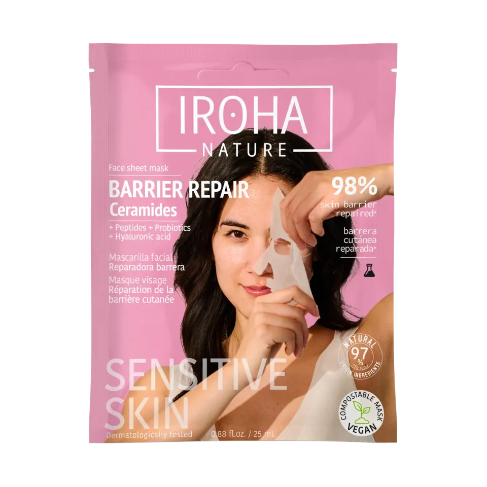 Iroha Nature Barrier Repair maschera viso ceramidi riparatrice