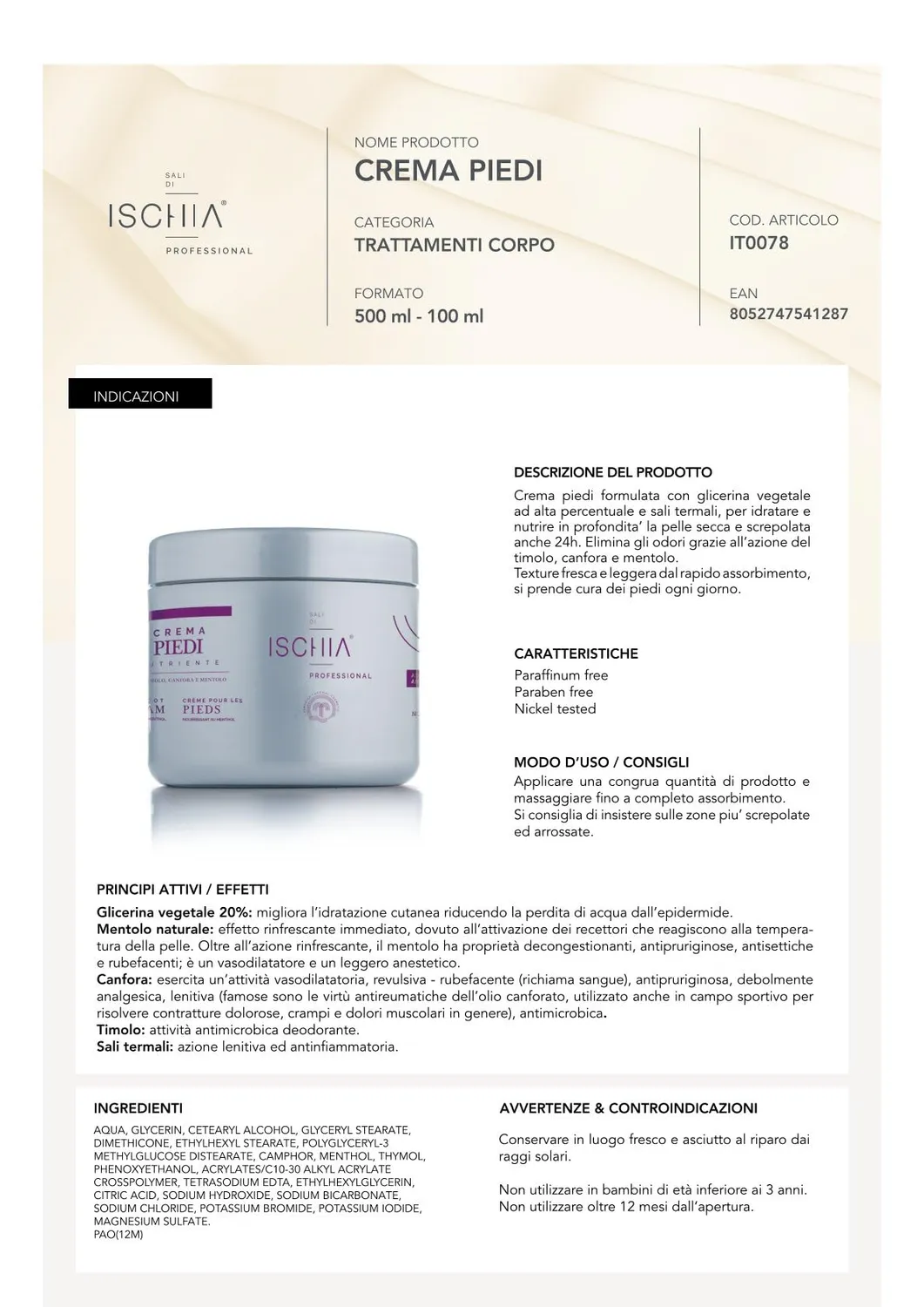 Ischia Thermae Sali di Ischia Pro crema piedi 500 ml rinfrescante