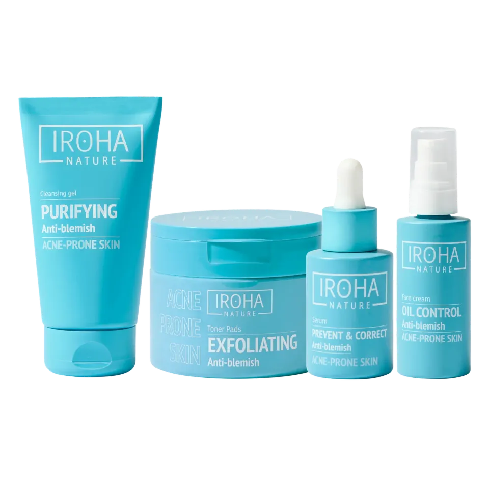 Iroha Nature routine antiacne completa 4 pezzi pelle impura