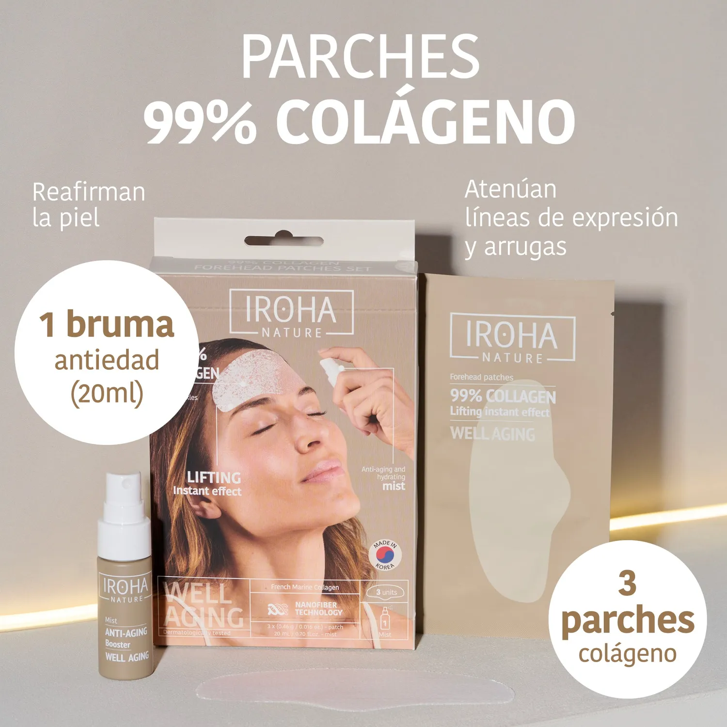 Iroha Nature 99% Collagen patch fronte acido ialuronico 3 pz
