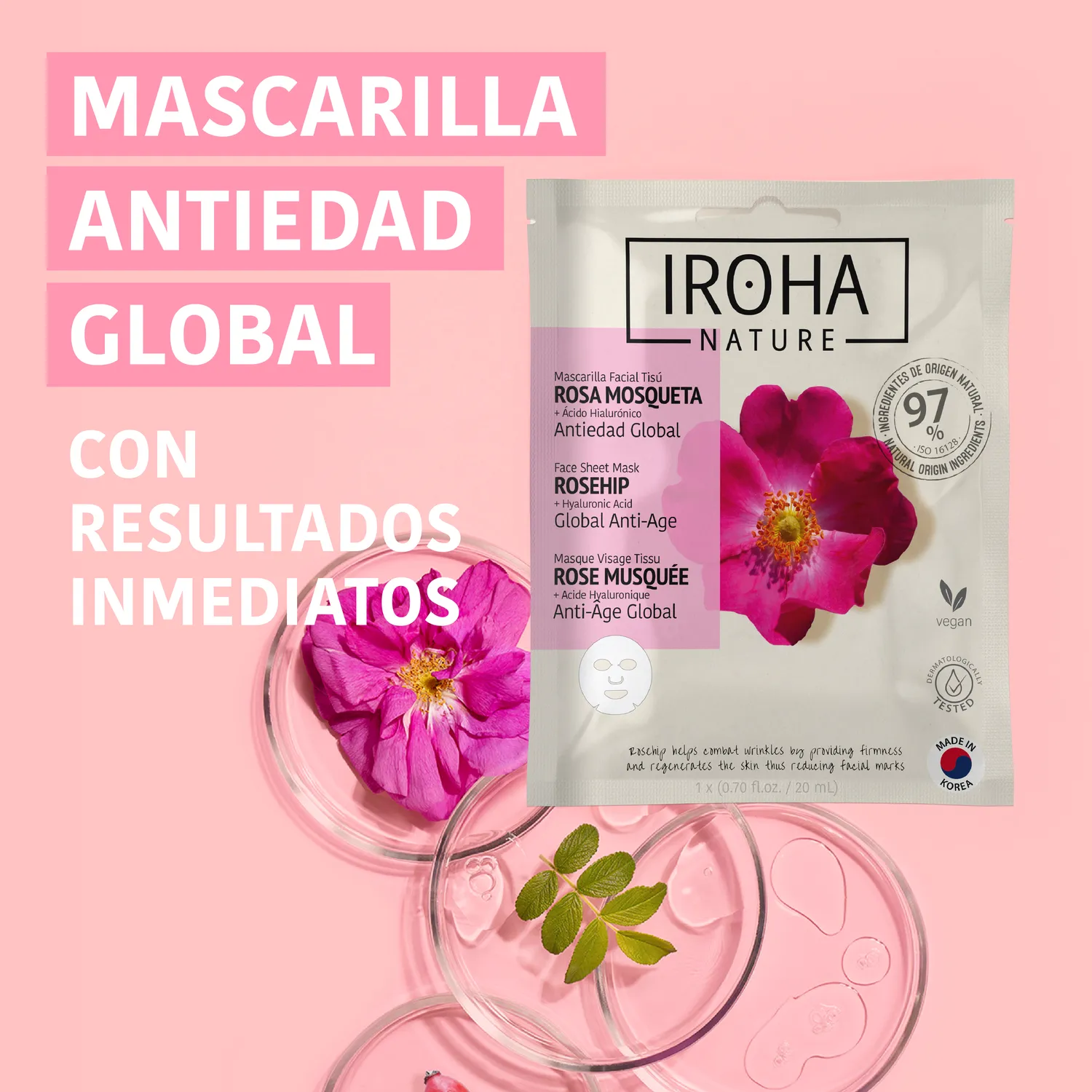 Irohanature Global Anti-Age Maschera Viso Rosa Canina