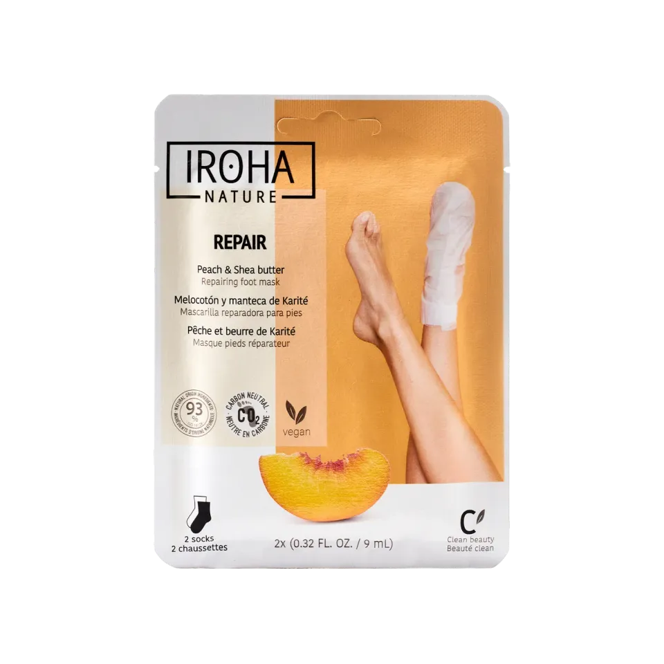Irohanature Repair Peach maschera piedi pesca effetto sauna