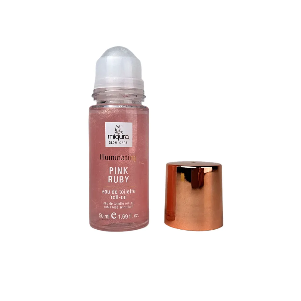 Miqura Pink Ruby Illuminating eau de toilette roll-on glitter fruttato