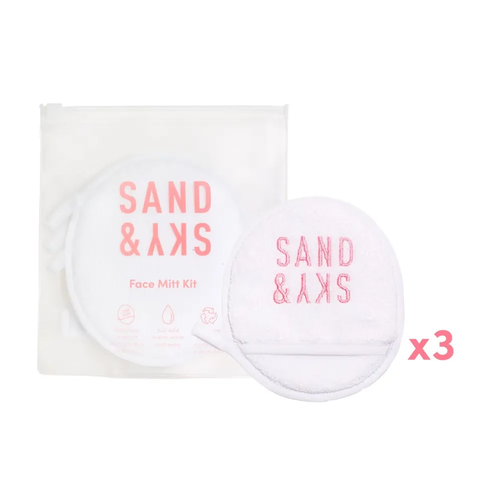 Sand & Sky 3pc Face Mitt Kit guanti esfolianti viso 3 pezzi
