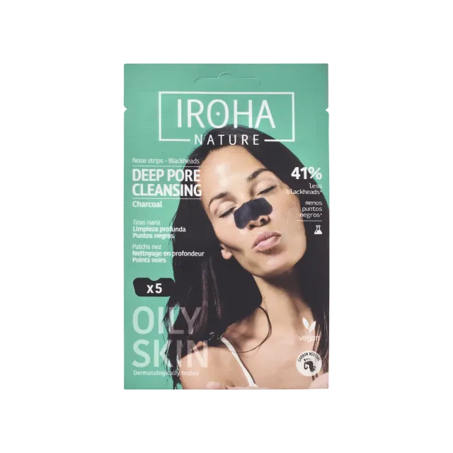 Irohanature Deep Pore Cleansing cerotti naso carbone 5 pezzi punti neri