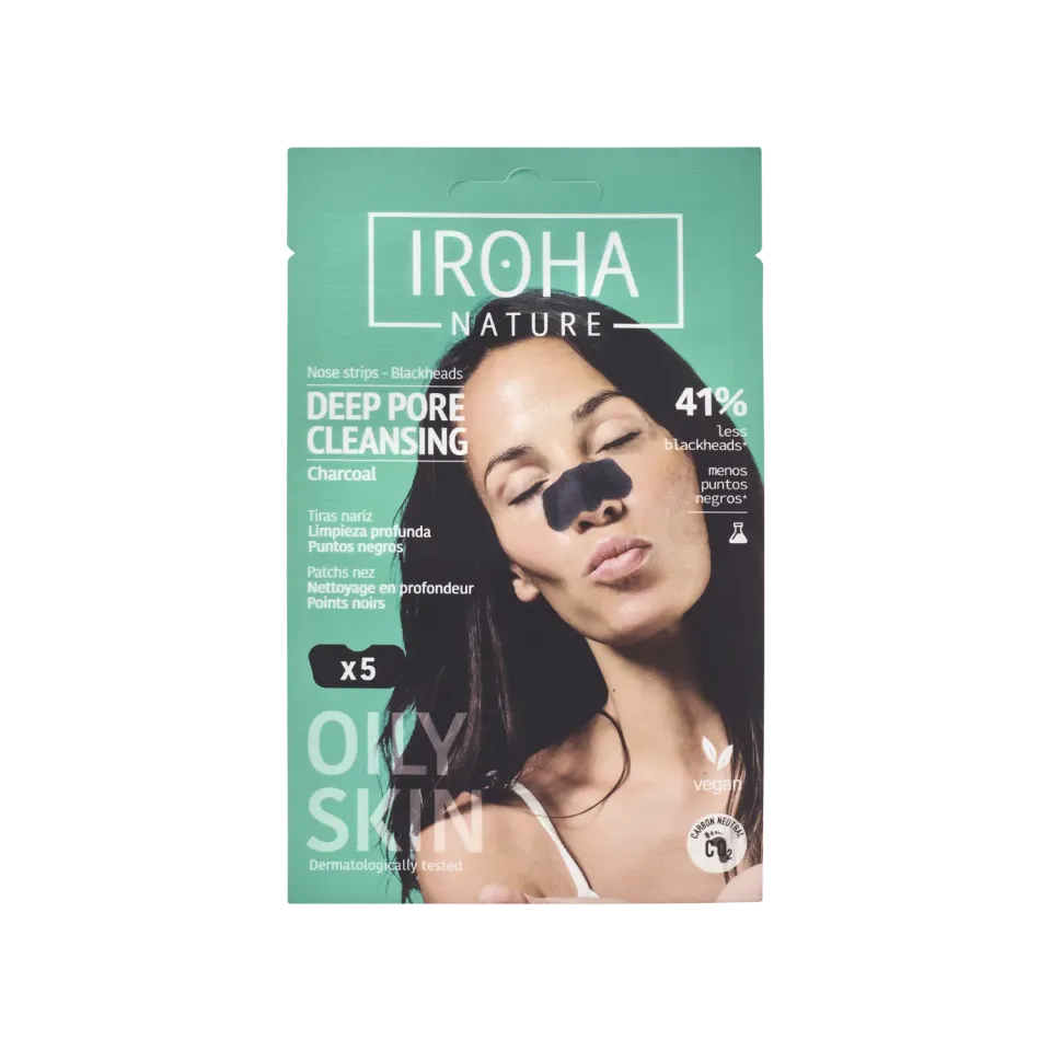 Irohanature Deep Pore Cleansing cerotti naso carbone 5 pezzi punti neri