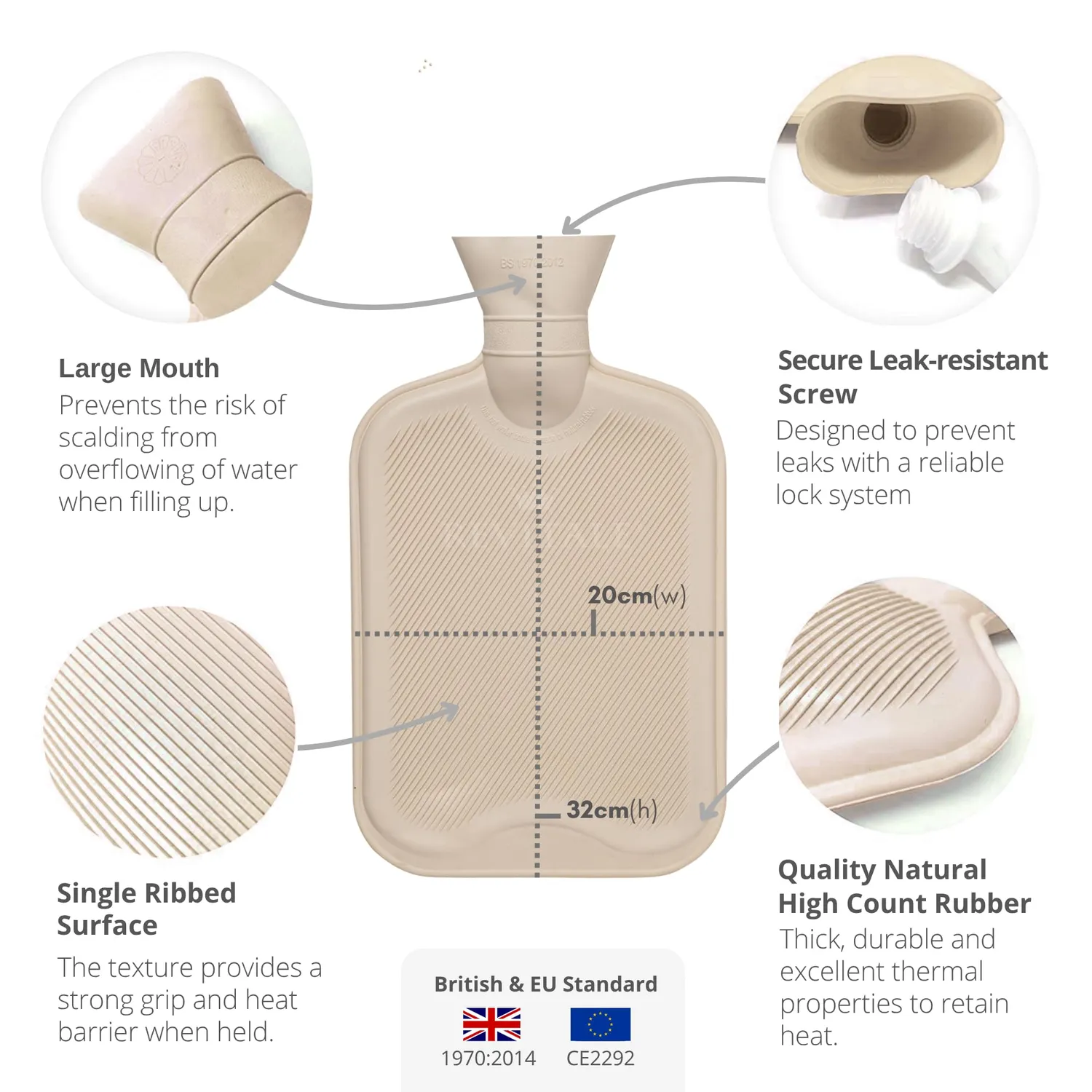 Revitale Scaldapiedi borraccia acqua calda grigio ardesia