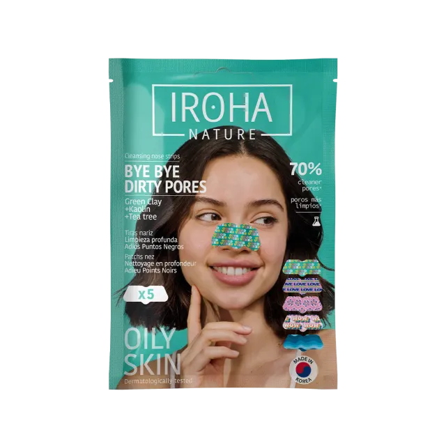 Iroha Nature Bye Bye Dirty Pores strisce naso 5 pezzi purificanti