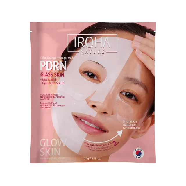 Irohanature Glass Skin Hydrogel Mask PDRN Maschera Viso Luminosa