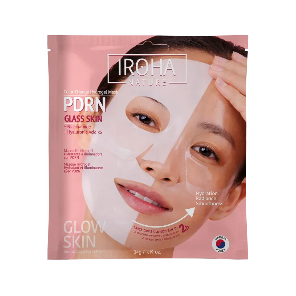 Irohanature Glass Skin Hydrogel Mask PDRN Maschera Viso Luminosa
