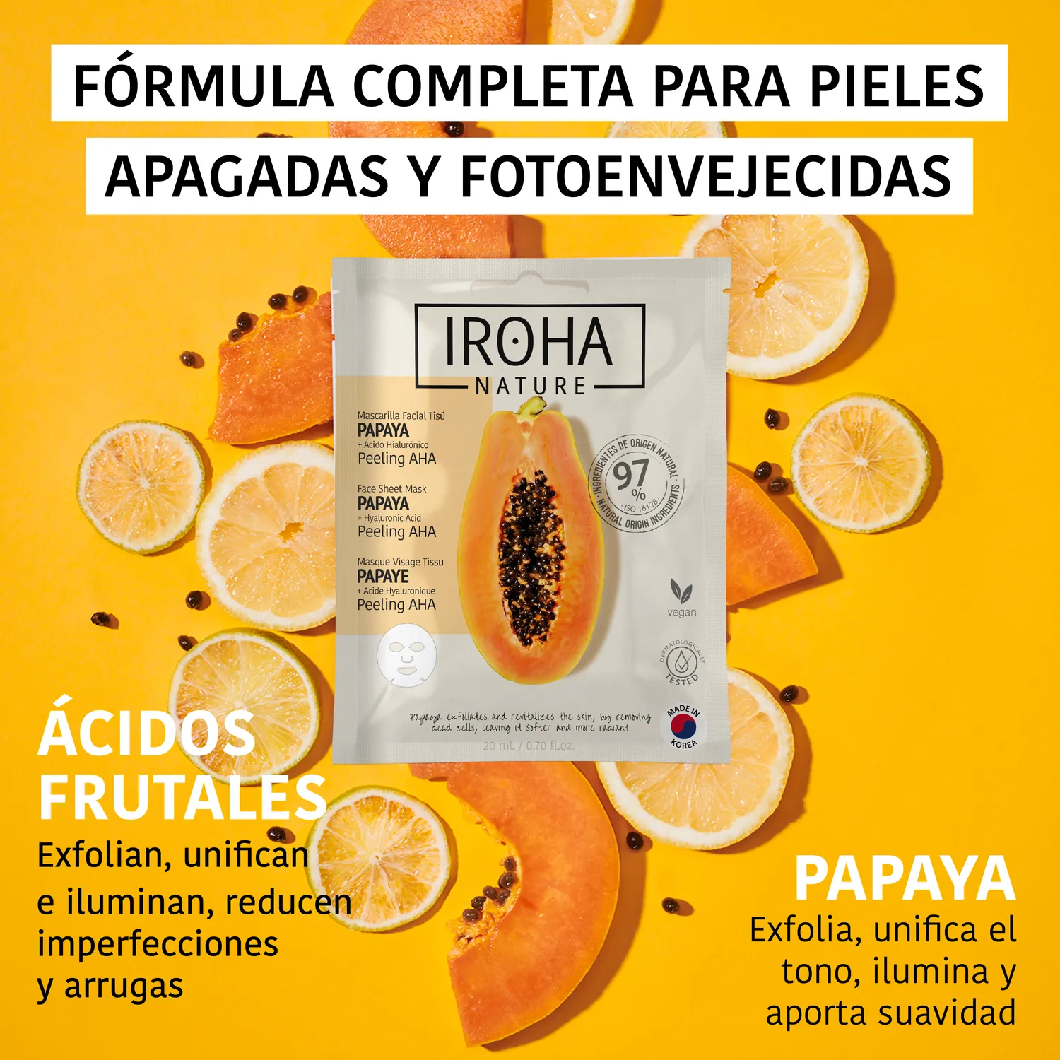 Iroha Nature Peeling AHA maschera viso papaya monodose levigante