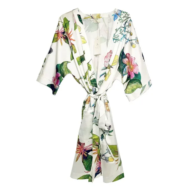 Miqura Flower kimono satinato floreale taglia unica