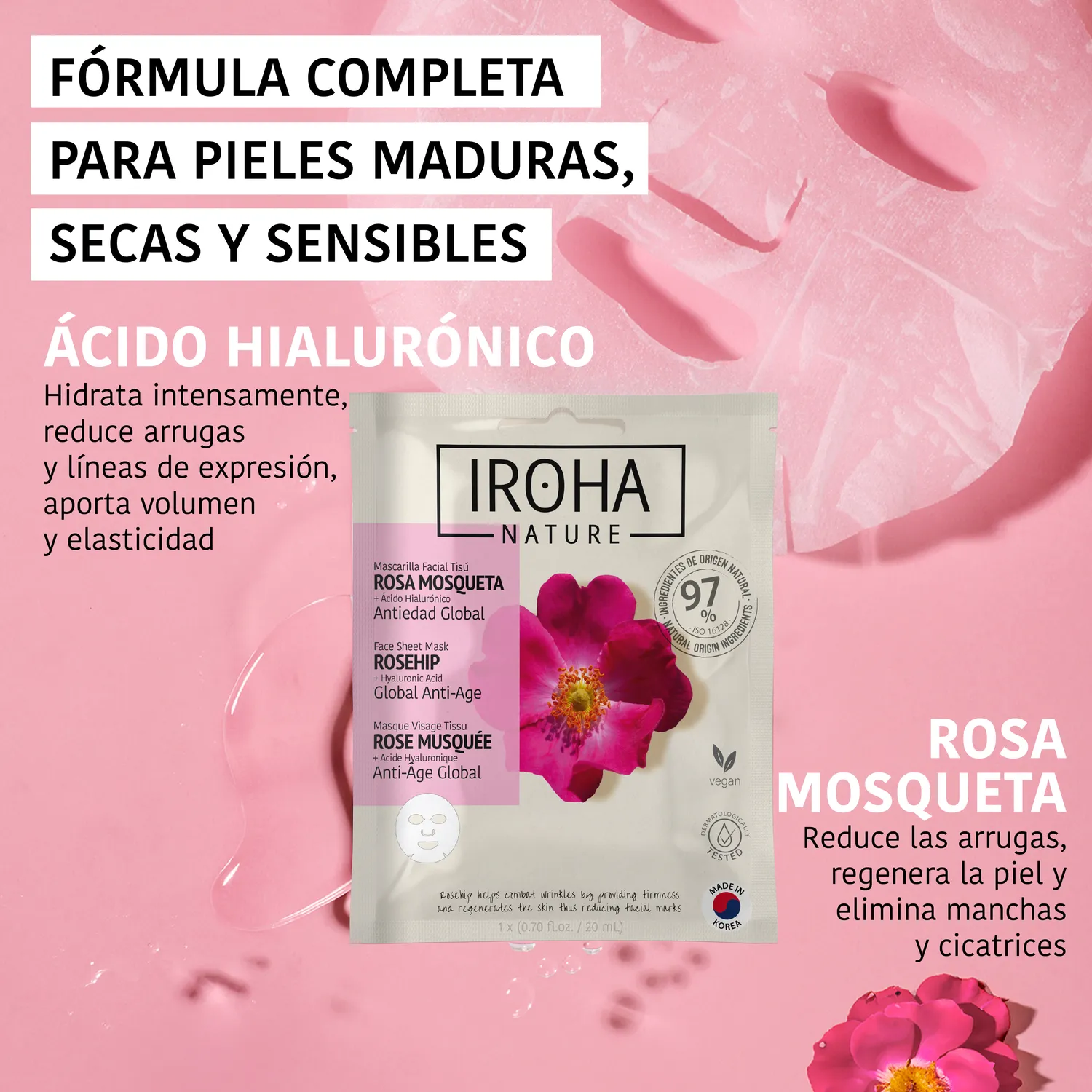 Irohanature Global Anti-Age Maschera Viso Rosa Canina