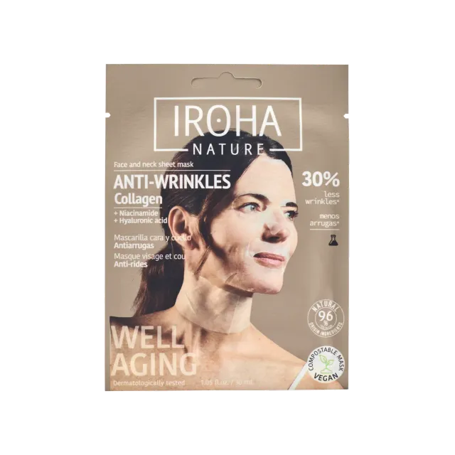 Irohanature Collagene maschera viso antirughe viso collo