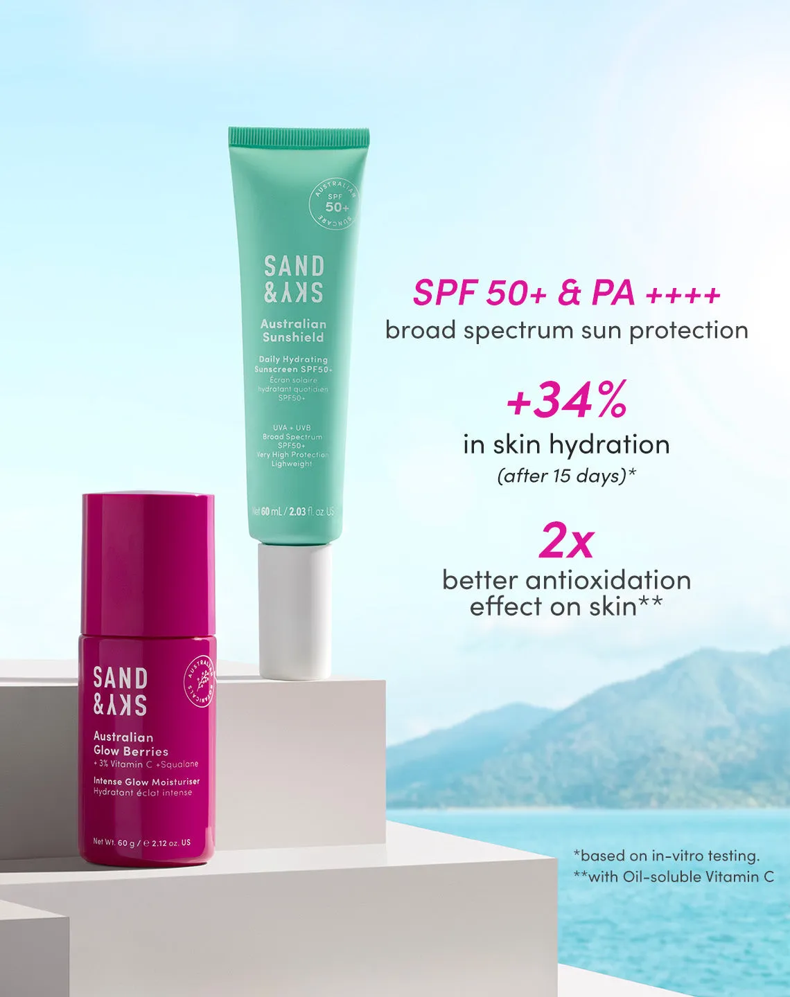 Sand & Sky SPF & Glow Kit solare viso SPF50+ idratante